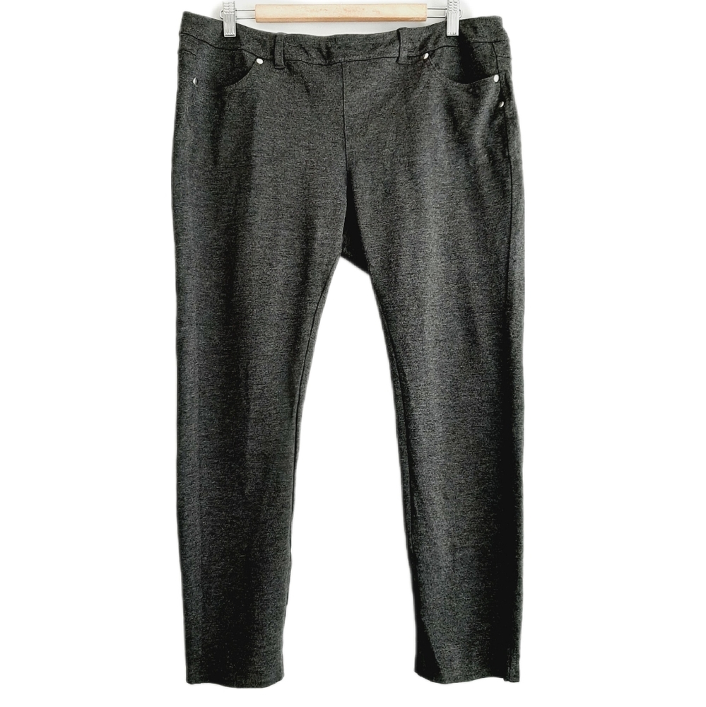 🍒 MOTION Pull-On Dress Crop Ankle Leggings Stretch Pants Grey Sz XL